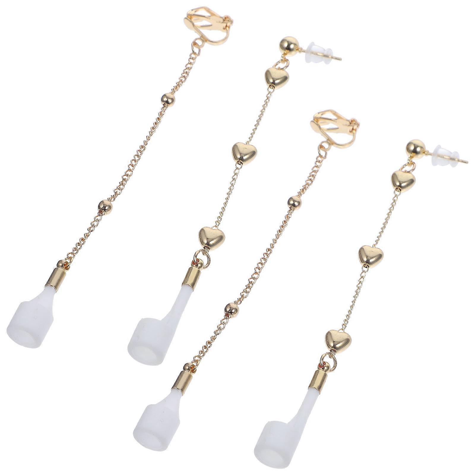 Golden Anti-Lost Earphone Chain for Holding Use with 4Pairs of Ear Clips