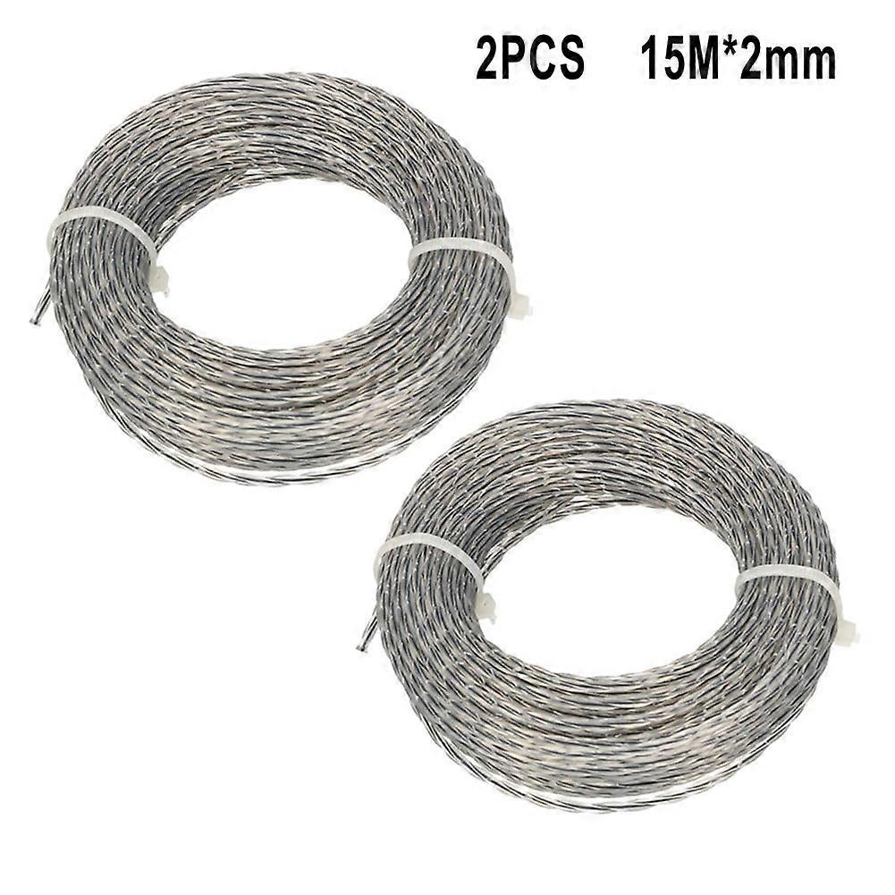 2 Sets Core-reinforced Grass Trimmer Line 2.0 - 3.0 mm x 15m (30m) Line Spool