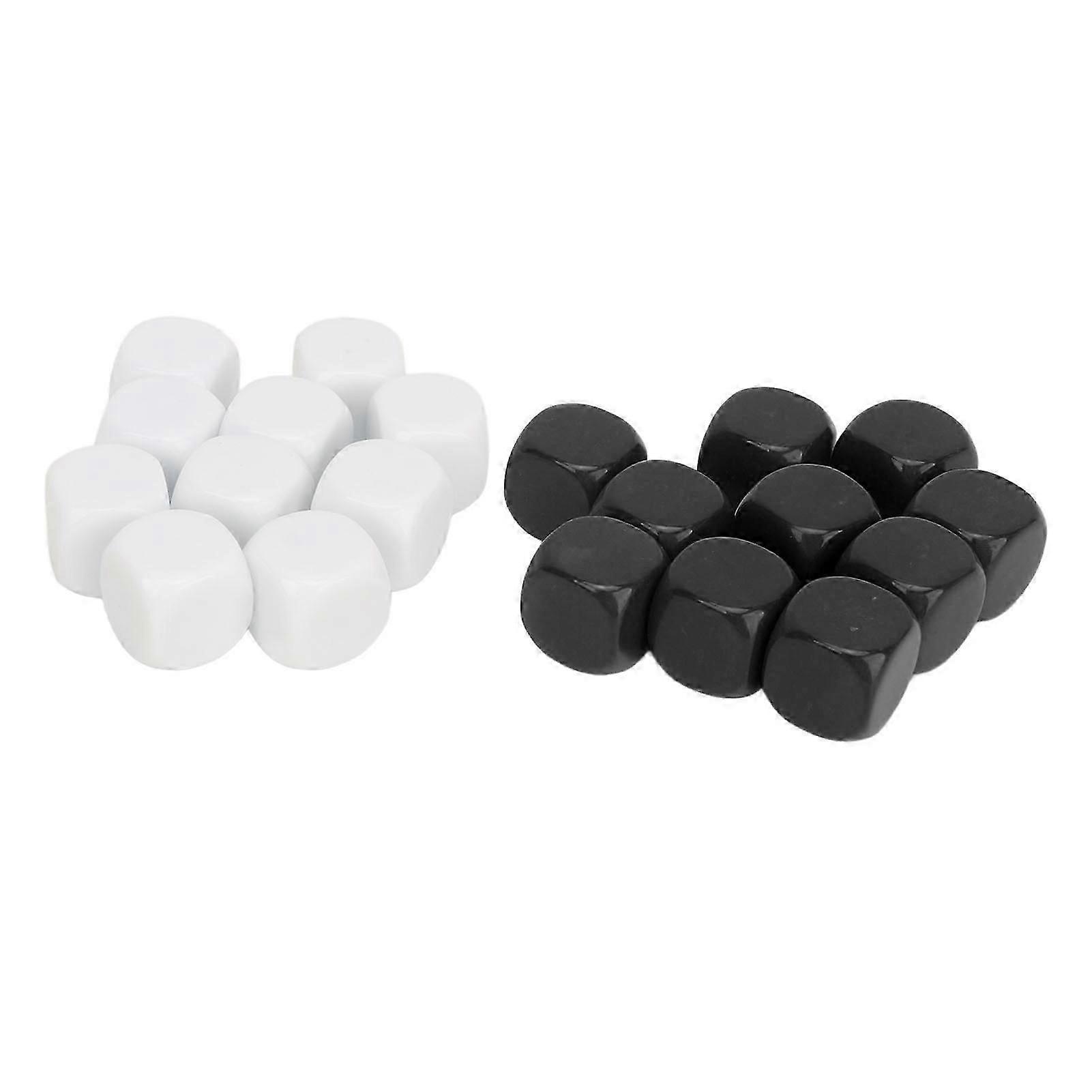 20 Pcs DIY Sticker Dice Blank Durable Plastic Dice Smoothed Surface Six Sided Dice with Rounded Corners White and Black