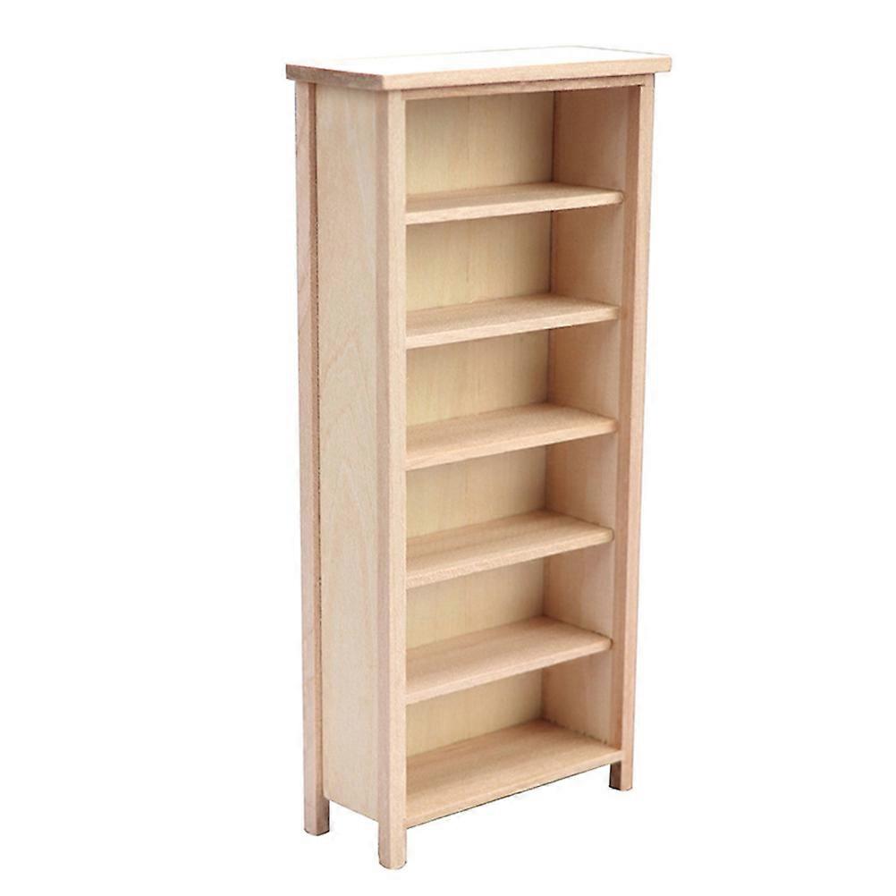 Mini Vertical Bookshelf Wooden Bookcase for Miniature House 2Pcs