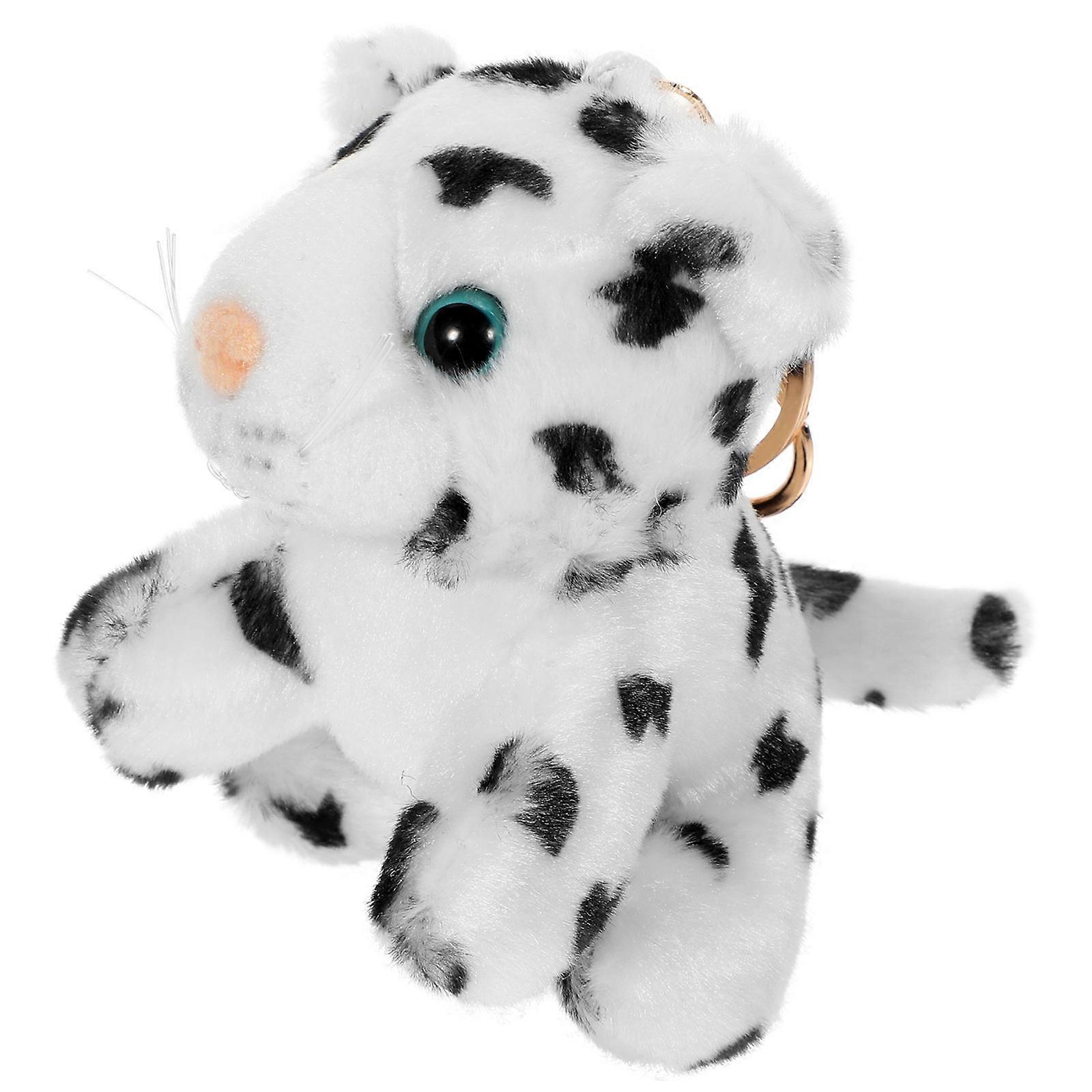 Hanging Stuffed Snow Leopard Keychain for Bag Decor 4Pcs Set