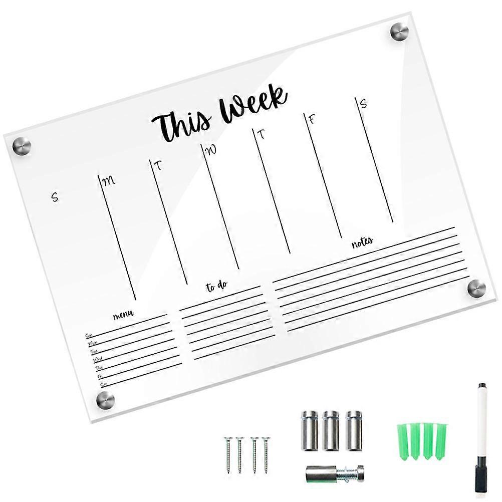 Wall Mounted Acrylic Calendar for Weekly Planning 5Sets Transparent