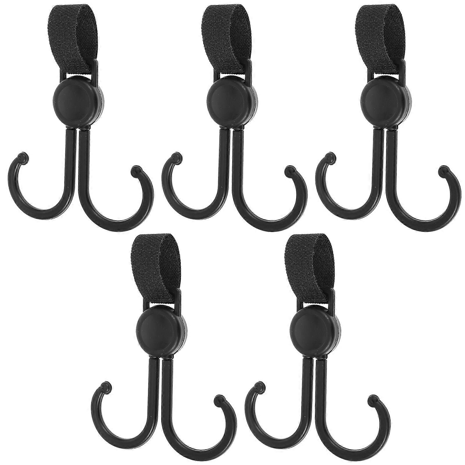 Multi-Functional Heavy Duty Stroller Hooks For Electric Scooter And Home Use 5Pcs In Black