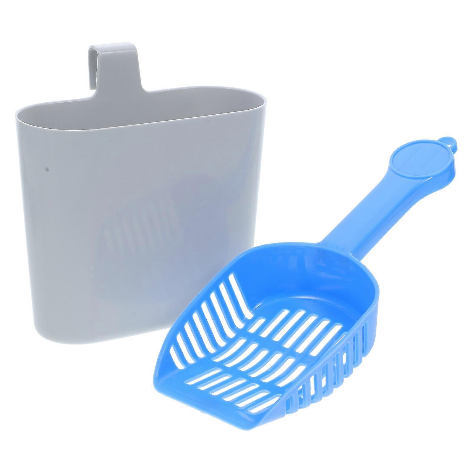 Grey Cat Litter Scoop and Holder for Mesh Design Sifting 8Pcs