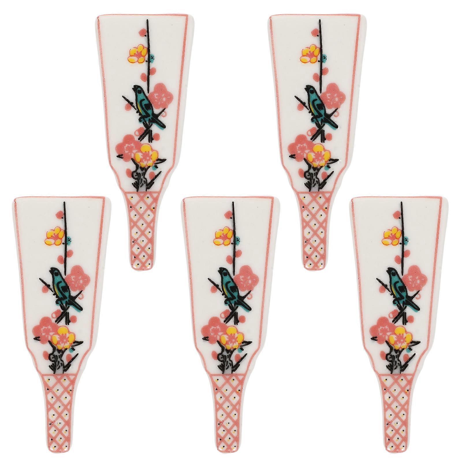 Assorted Color Ceramic Chopstick Holder for Kitchen Use 2Sets 5 Pieces