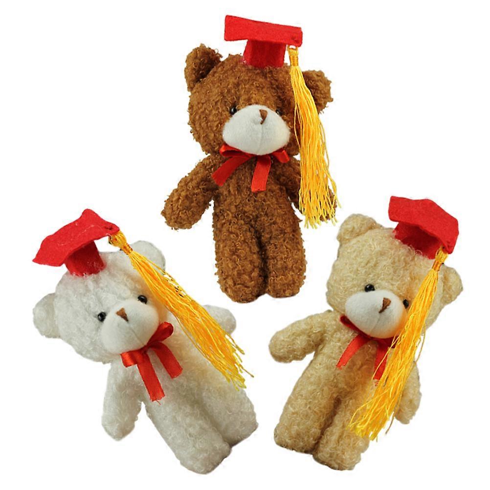 Bear Plush Graduation Keychain Animal Doll Pendant with 12Pcs for Backpack