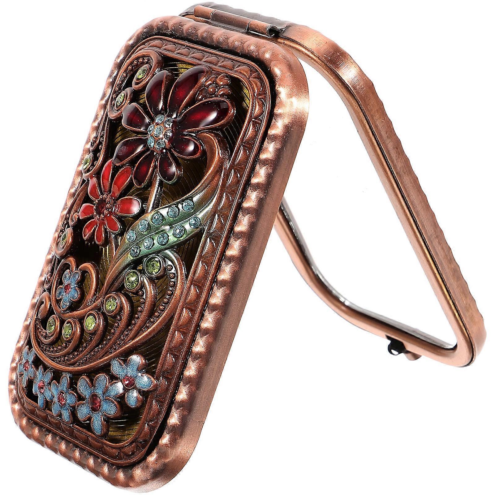 Golden Compact Mirror for Makeup Application 4Pcs Vintage Small Pocket Mirrors