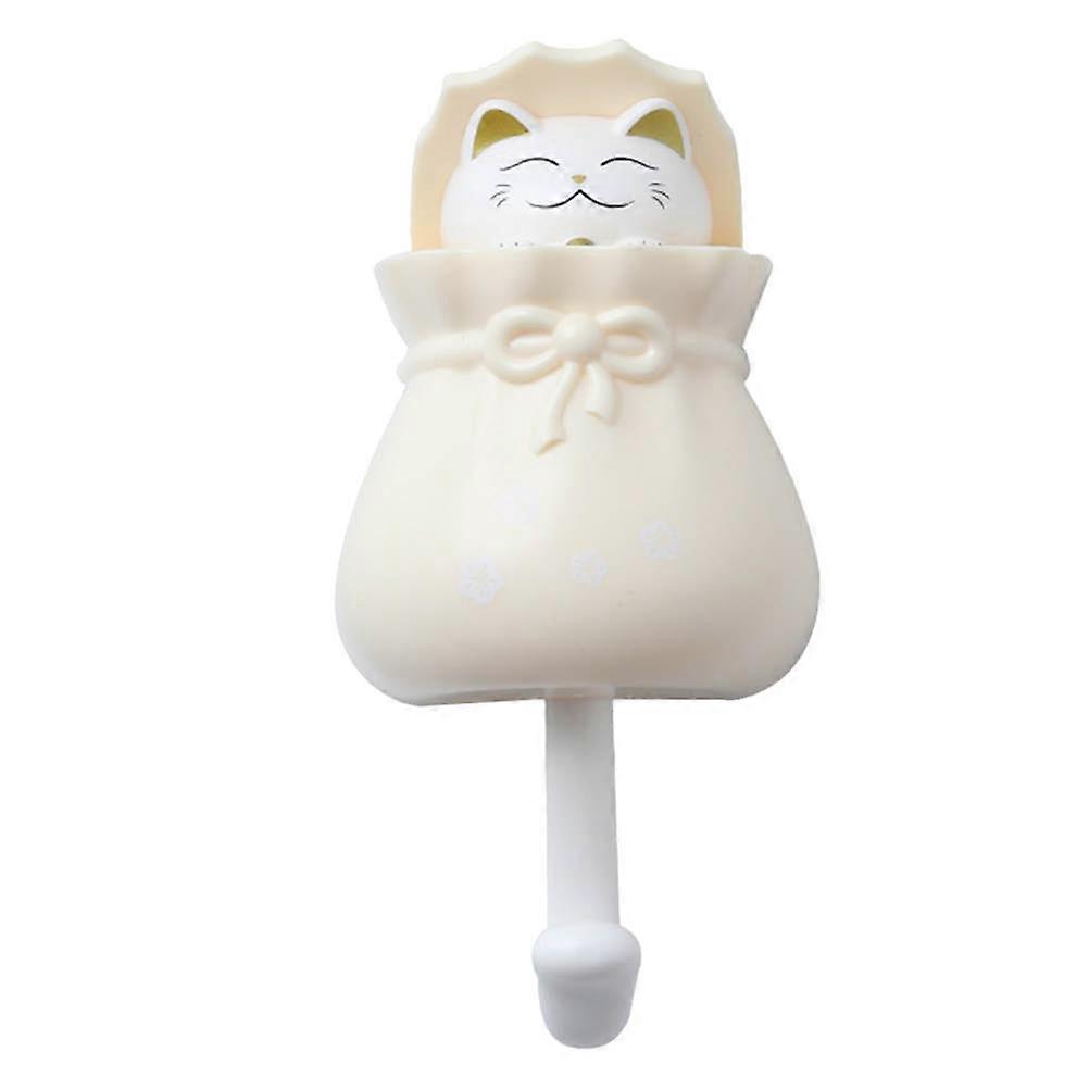 Plastic Hook No Trace Sticky Hooks Cat Shape for Home 2Pcs Light Yellow