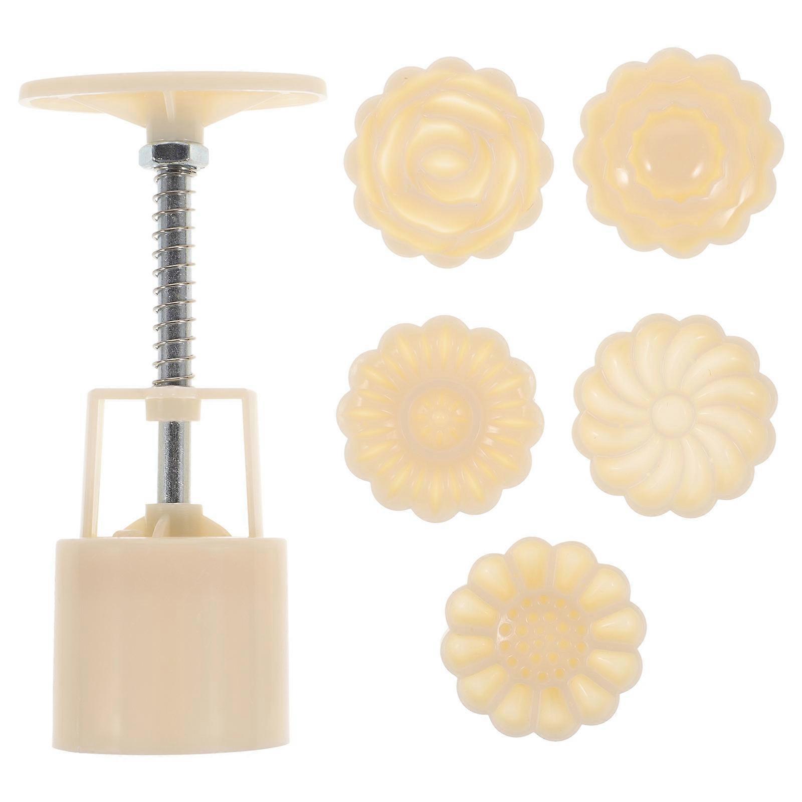 Mooncake Mold for Baking Use White 2Sets Hand-Pressure Baking Tool