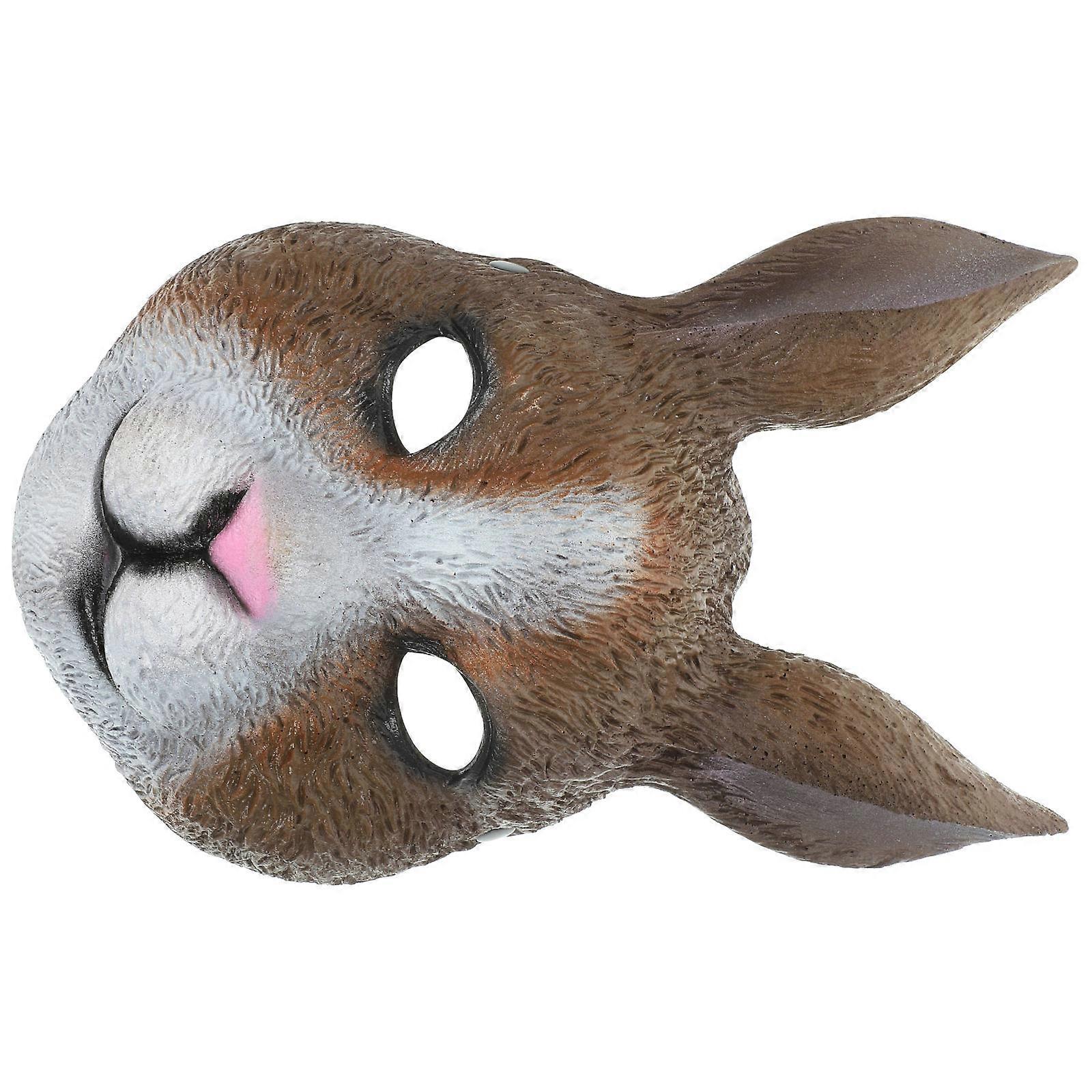 Halloween Cosplay Rabbit Mask Light Brown 30x21cm Horrific Simulation For Adults 1Set