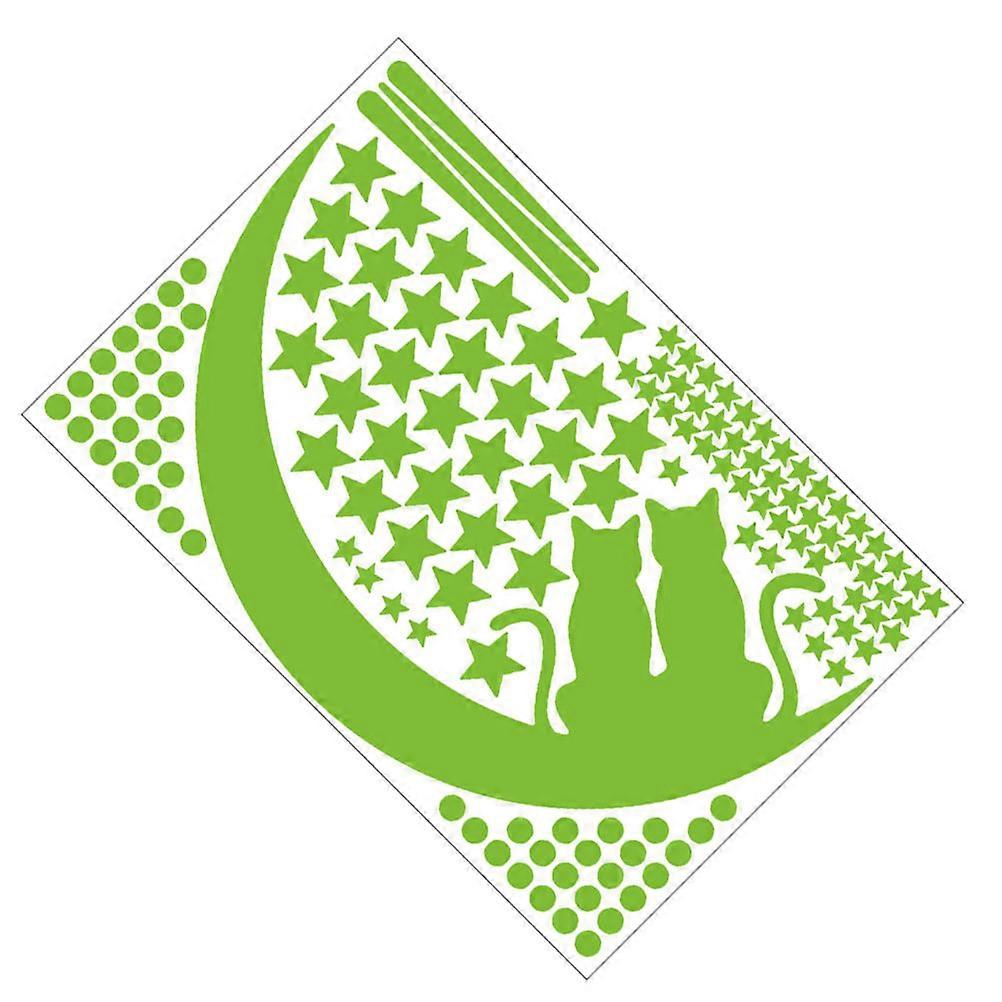 Fluorescent Wall Sticker Couple Cat Star Meteor Round Pattern 2Sets