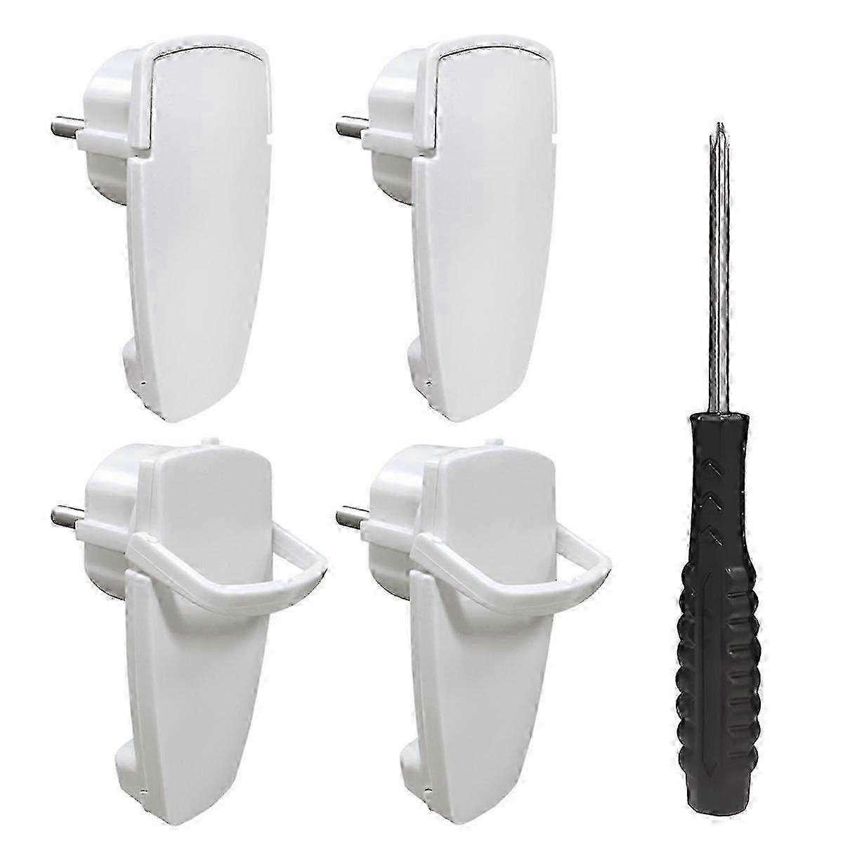 4Pcs Schuko Angled Plug,Flat Plug 250V, Power Plug with Folding Handle, Protective Contact Plug with Screwdrive,EU Plug