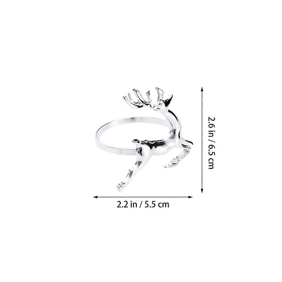 Napkin Ring Silver Elk Deer Decorative Holder for Wedding 6Pcs