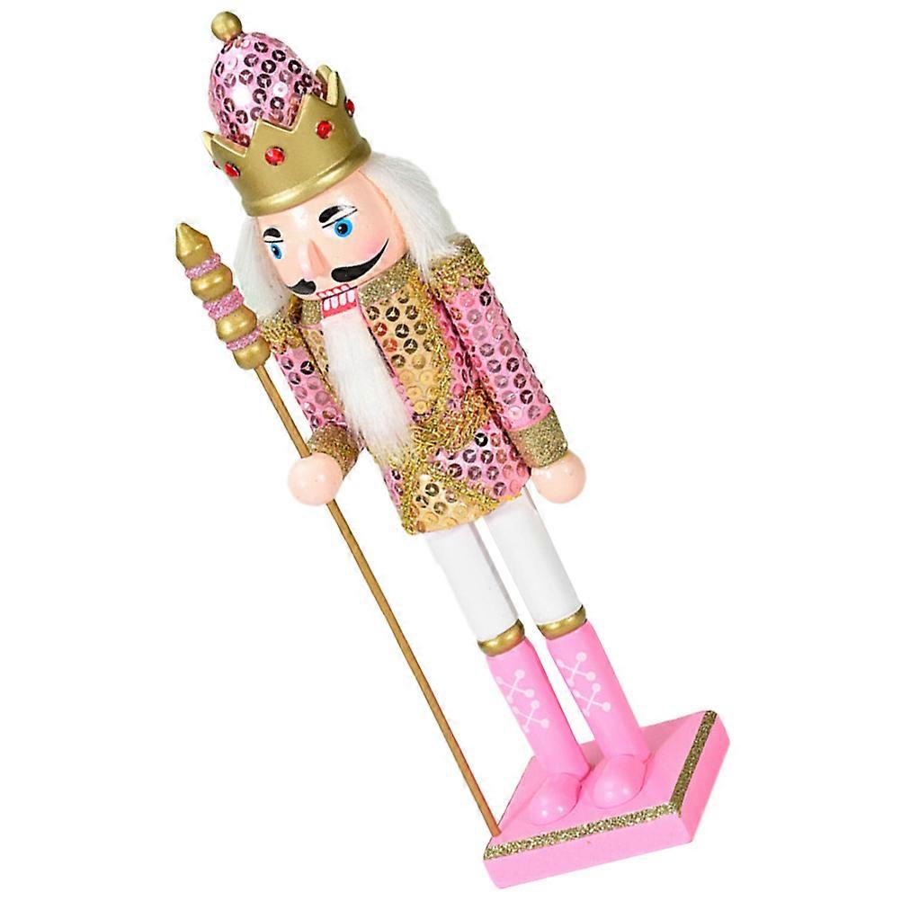 Wooden Nutcracker Ornament for Decor 4Pcs Pink Decorative Nutcracker Statue
