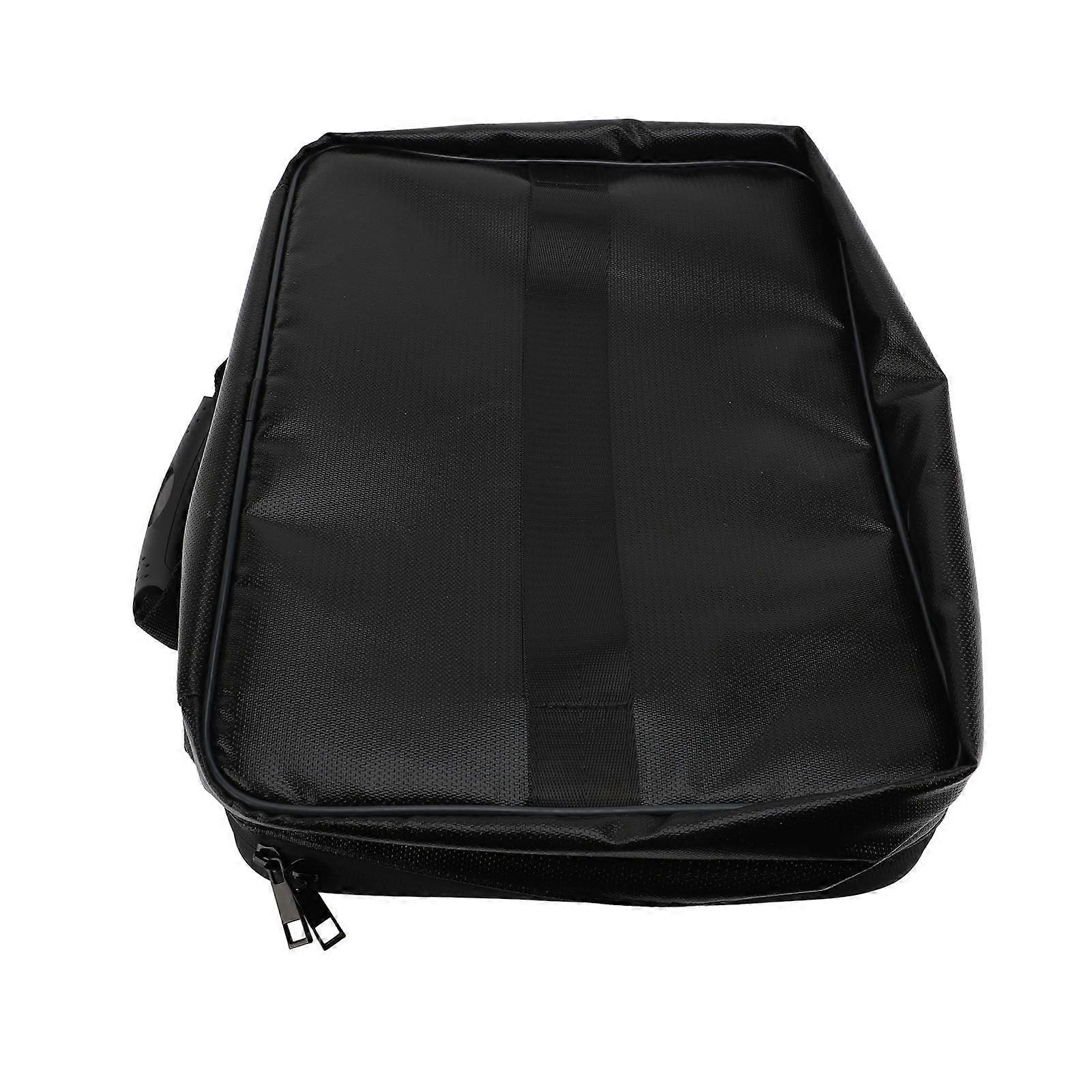 Fireproof Document Bag OFS Coated Fiberglass Water Resistant Portable File Storage Case Handbag with Dual Zipper Password Lock for Home Travel Black