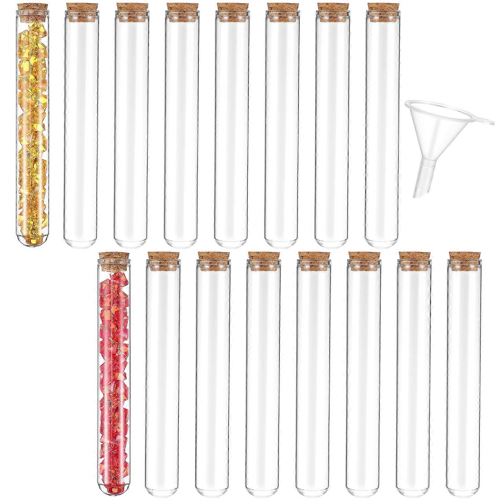 Glass Test Tubes Clear with Cork Stoppers for Lab Experiments 32Pcs