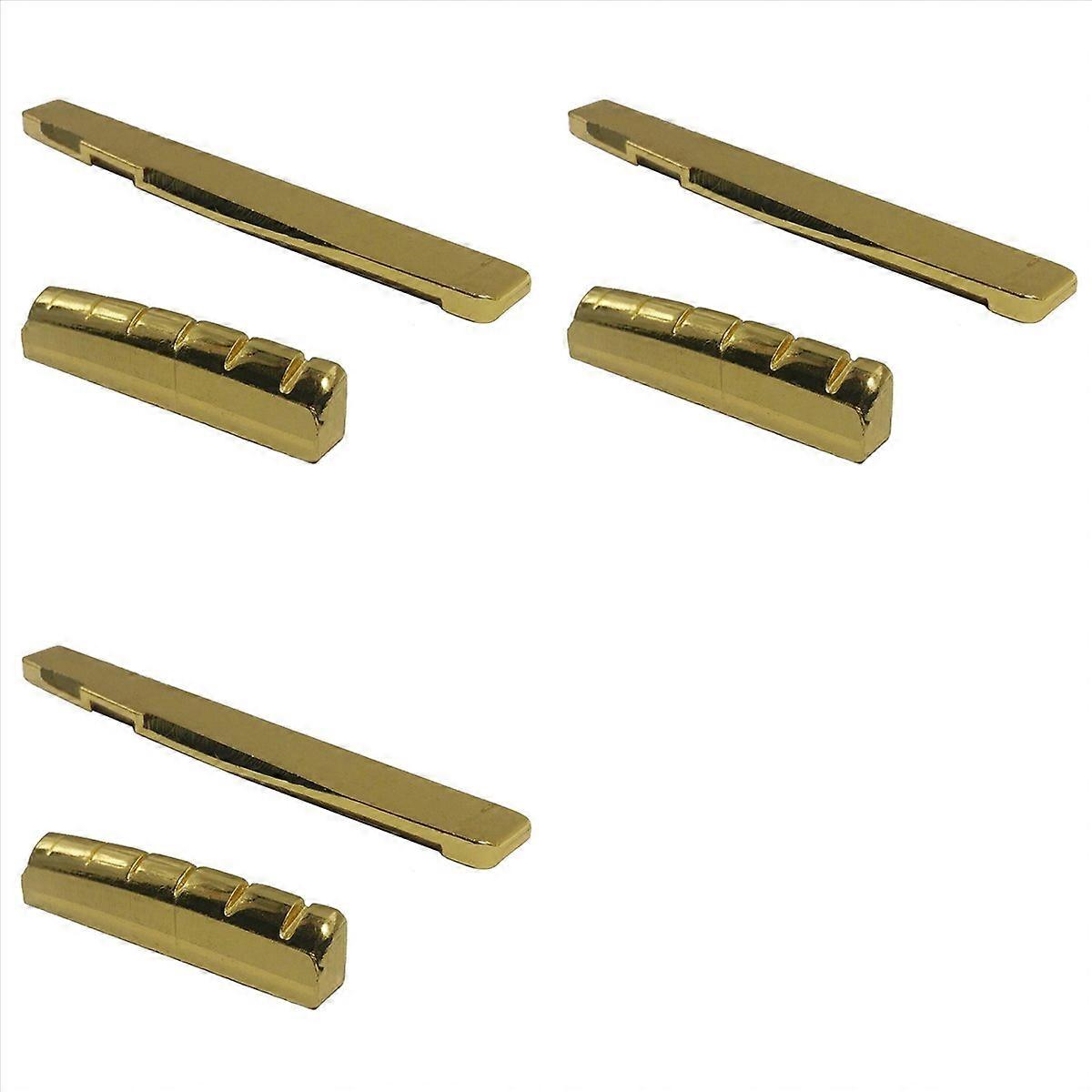 3X Brass 6 String Acoustic Guitar Bridge Nut and Saddle