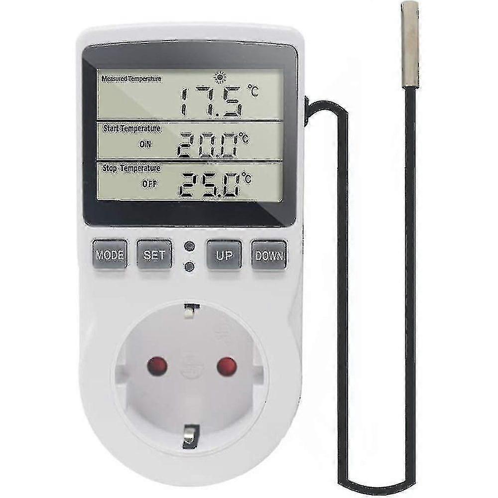 Ketotek 230 V Temperature Controller Plug With Sensor, Digital Thermostat Plug With Timer, Plug Thermostat Timing Switch For Greenhouses, Aquariums, H