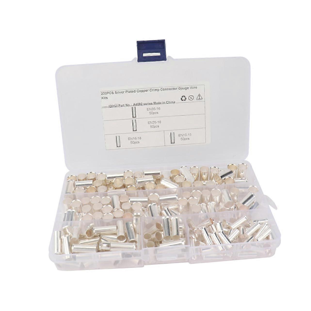 Crimp Connector Ferrules 200Pcs Copper Plated Pin Terminal Tube Type Terminals Wire Connectors For Car Audio Installation