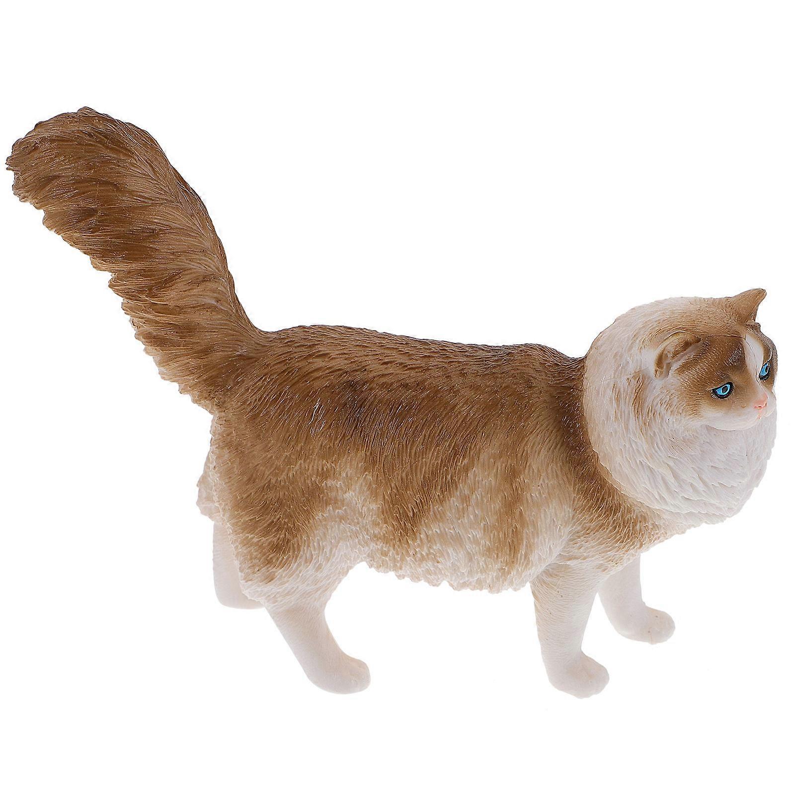 Orange Cat Figurine Plastic Animal Model for Decor 2Pcs Set
