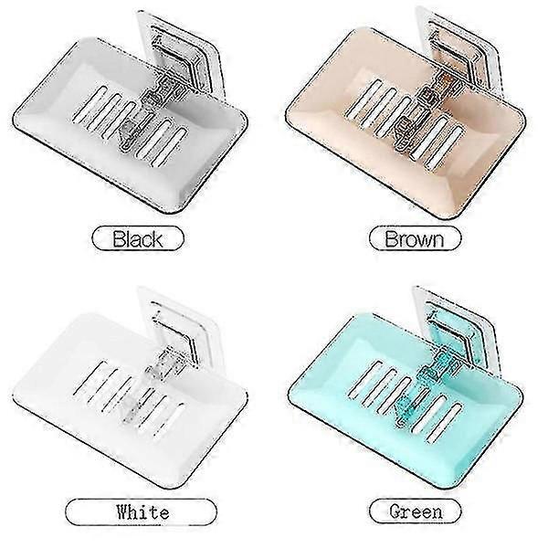 2pcs Self-adhesive Soap Holder Dish Box Wall Mounted Case Storage