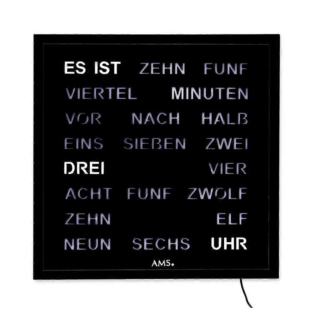 AMS - 1265 - Wall-Table Clock - Quartz - Word Clock - 28x28cm