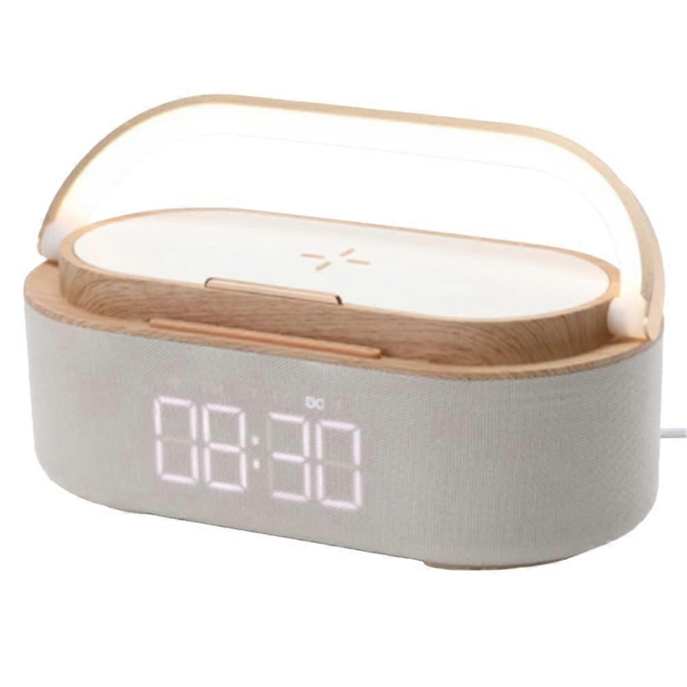 Speaker Digital Alarm Clock With Wireless Charger Clock Radio Night Light Dual Speakers Bedside Clock