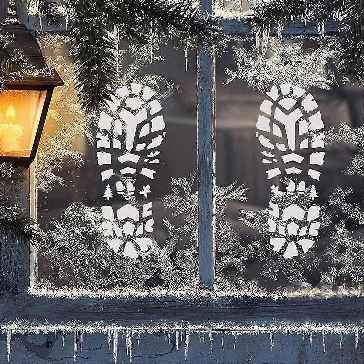 Christmas Stencils for Painting Santa Footprints for Floor, Santa Claus Boot Prints and Snowflake Stencils Template