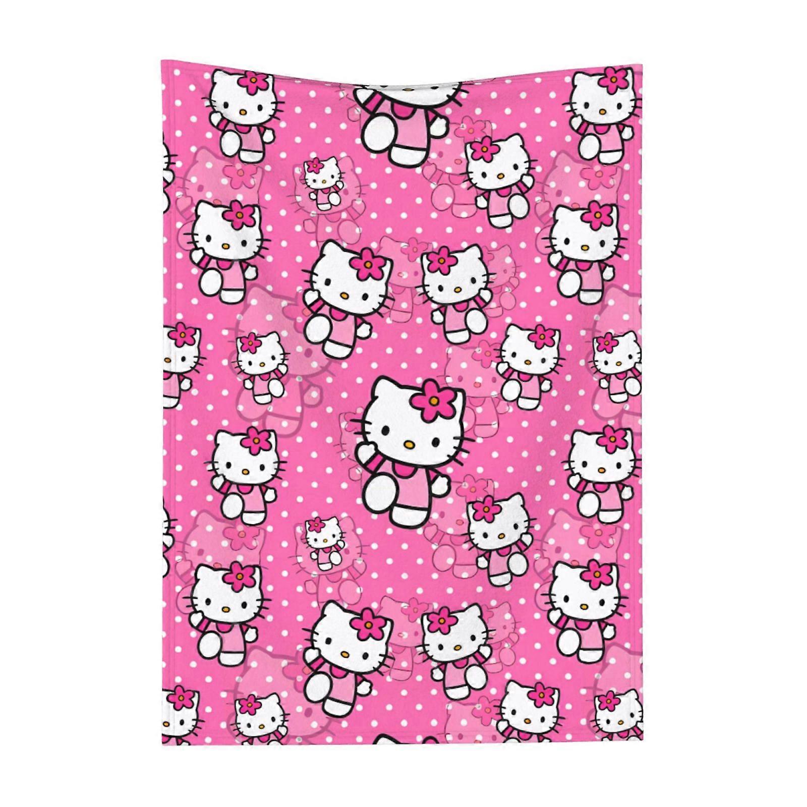 Hello Kitty Pattern Lightweight Soft Flannel Blanket Suitable for Cat Lovers Sofa Living Room Comfortable Plush Blanket 30x40in (Vertical)