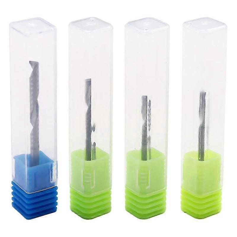 4PCS 3.175mm UP & DOWN Cut Single Blade Spiral Carbide Mill Tool CNC Router Compression Wood End Mil