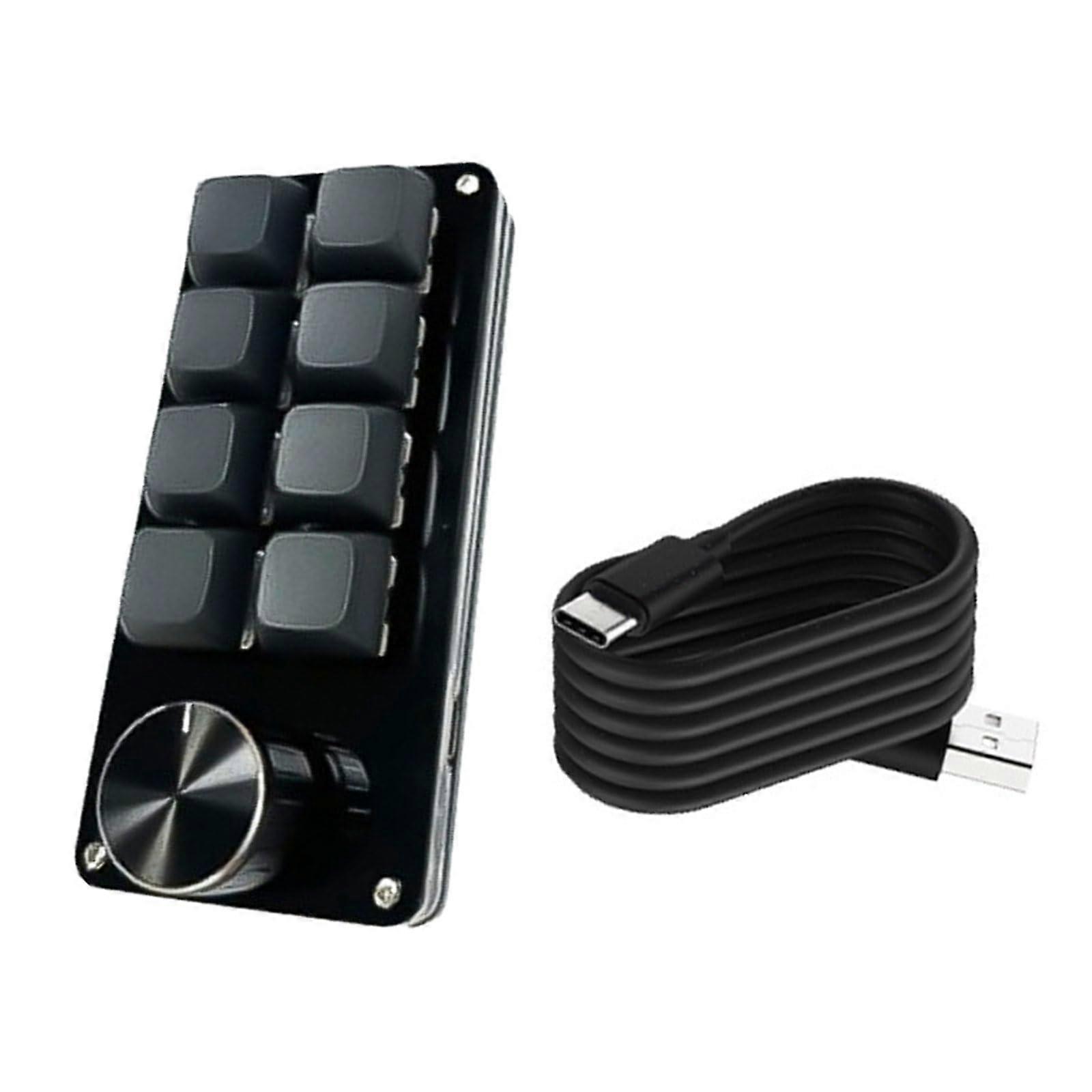 Programmable Keypad 3Key/4Key/6Key, Mechanical Knob Macro Keyboard For Gaming, Windows/macOS Compatible, 8 Keys