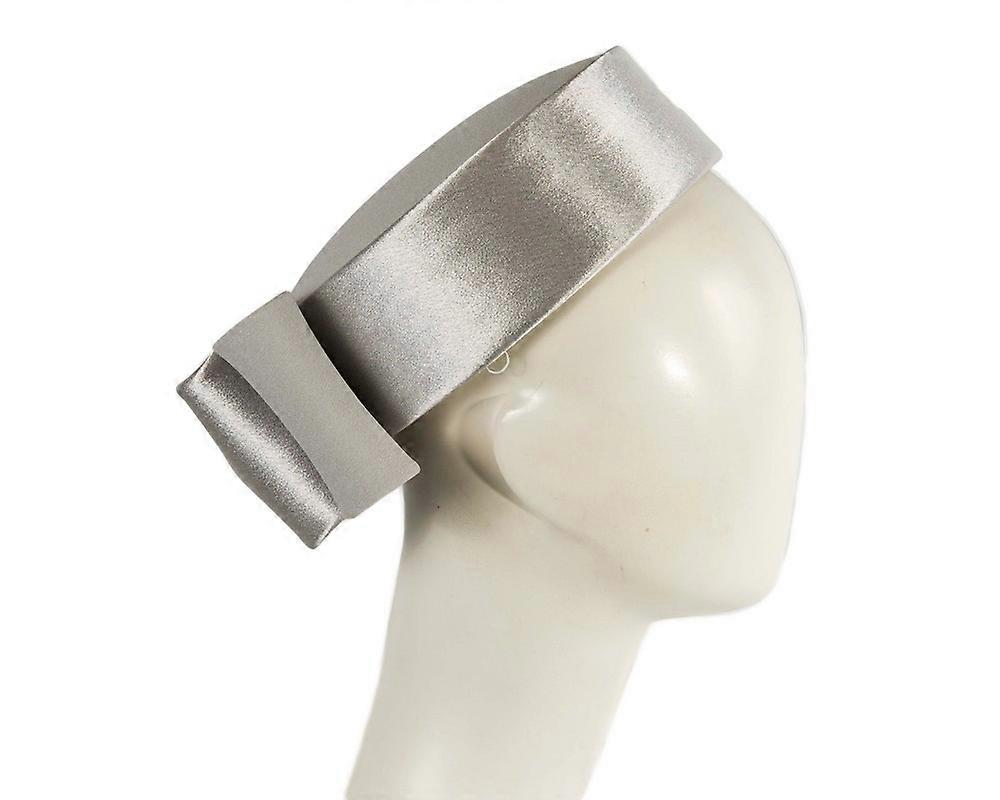 Exclusive large silver pillbox hat by Cupids Millinery H5025S