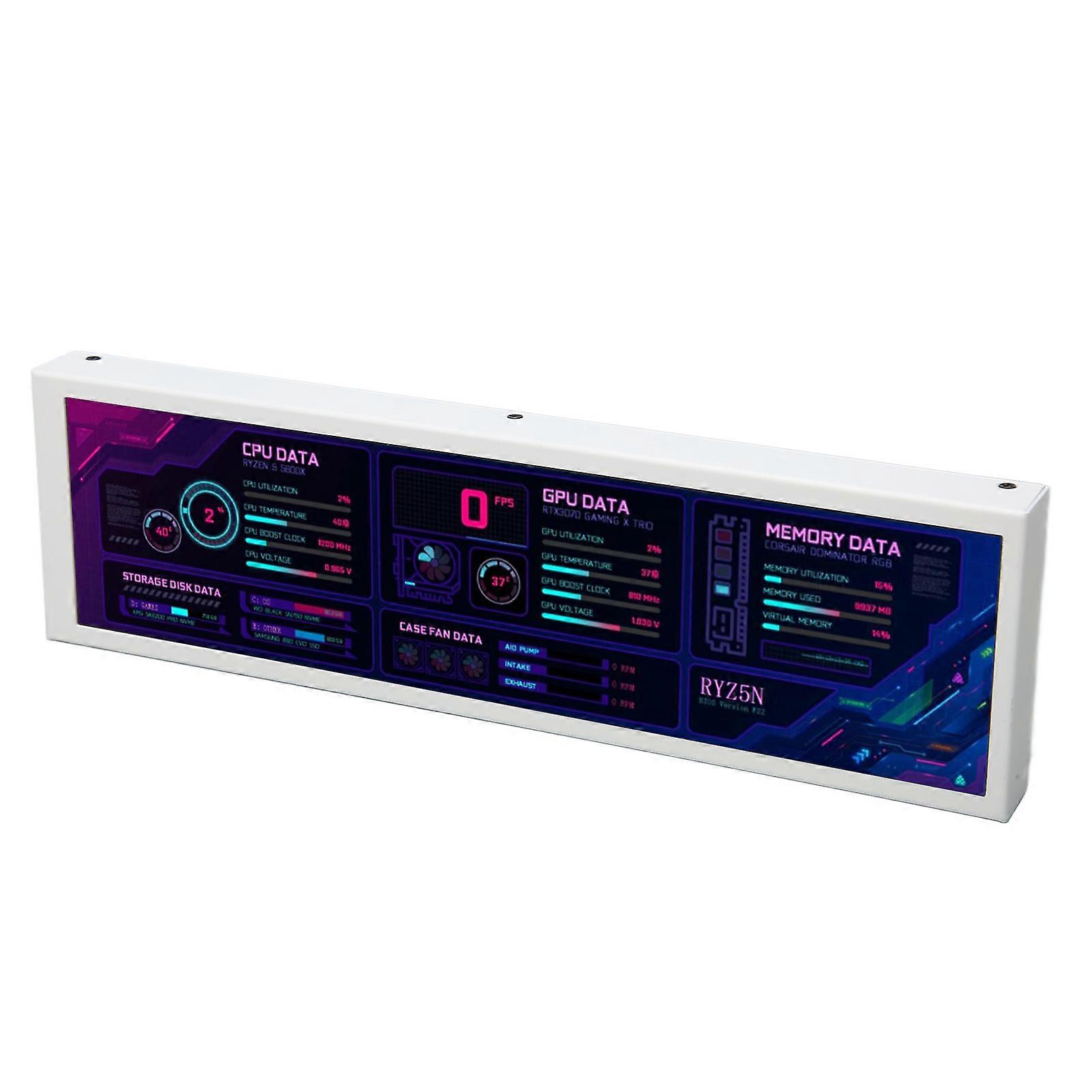 8,8-Zoll-Computer-Temperaturmonitor IPS 1920x480 60 Hz für AIDA64 USB C-Schnittstelle CPU GPU SSD Datentemperaturmonitor für Raspberry Pi Weiß 