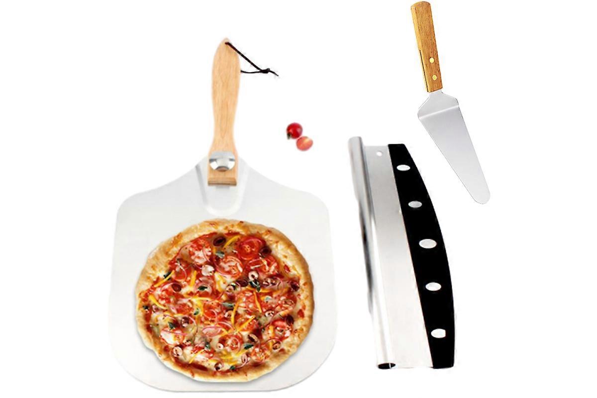 Pizza Peel Aluminum Pizza Spatula With Foldable Wooden Handle Pizza Peel Set
