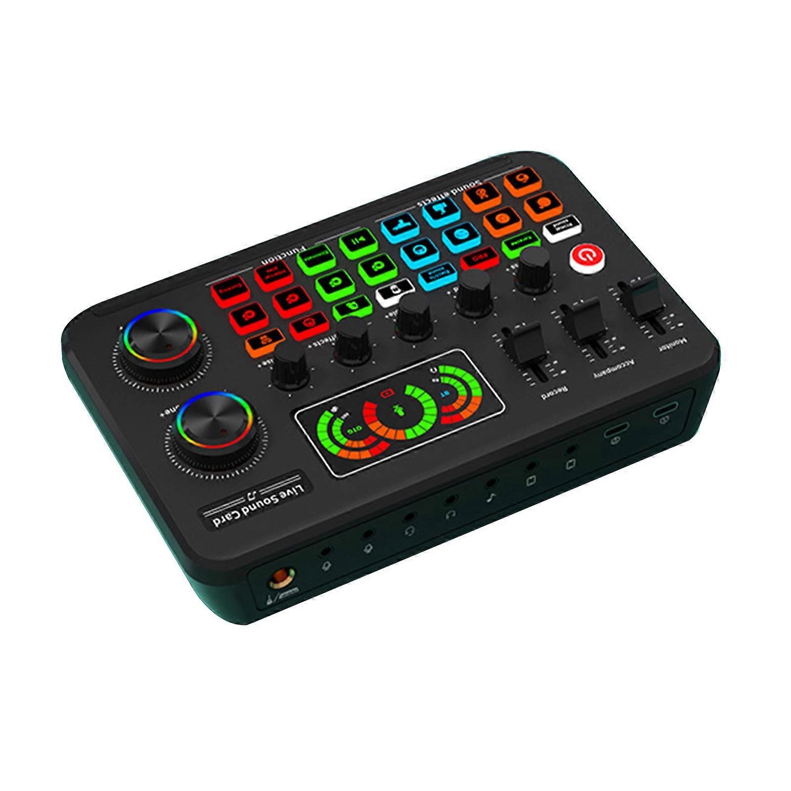 F999 Live Sound Card Wireless External Sound Card with Live Broadcast Studio Singing Record Voice Changing Multicolor