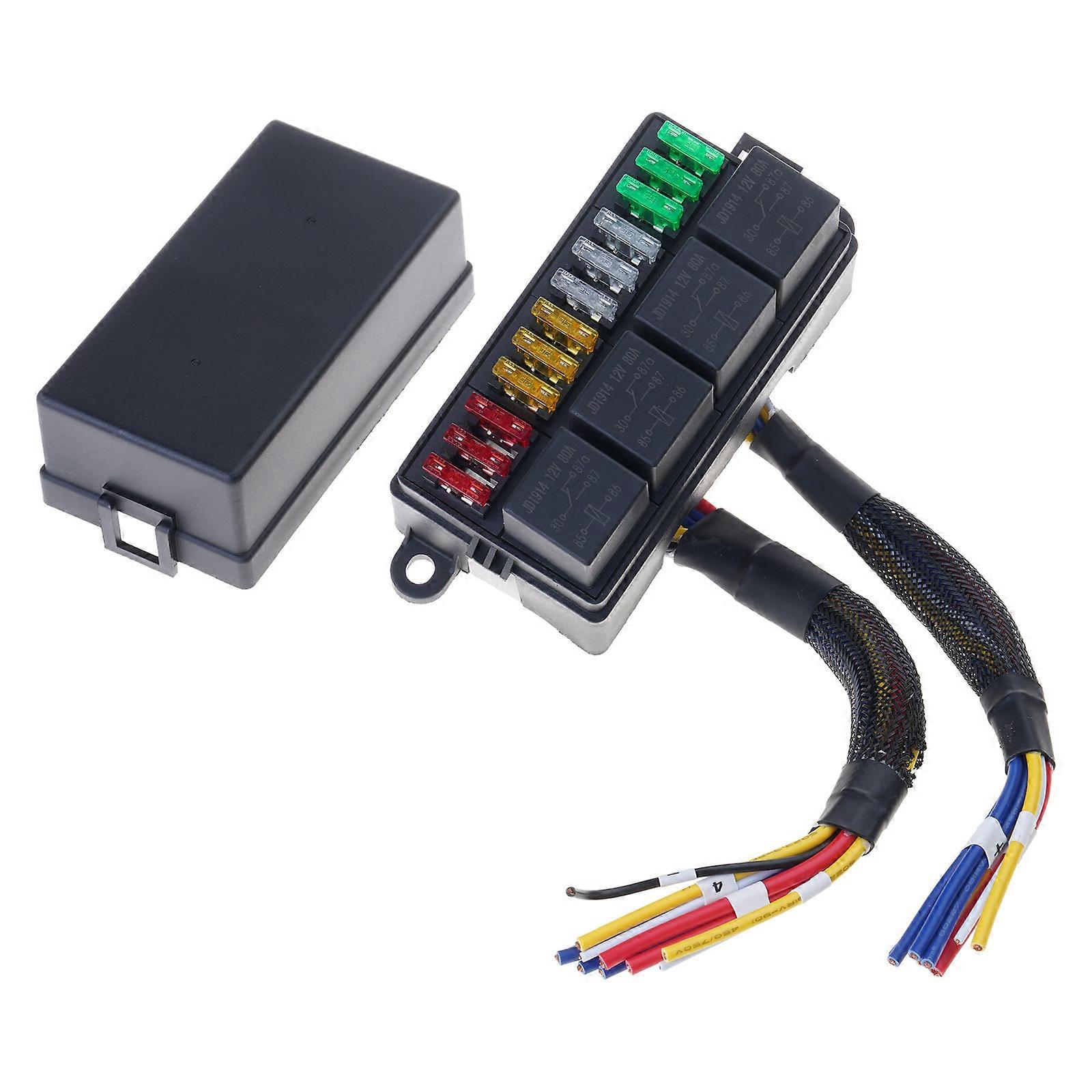 High Load Capacity 12 Position Fuses Relays Box Suitable for Boat Automotive Marine Applications with Easy Connection Multicolor