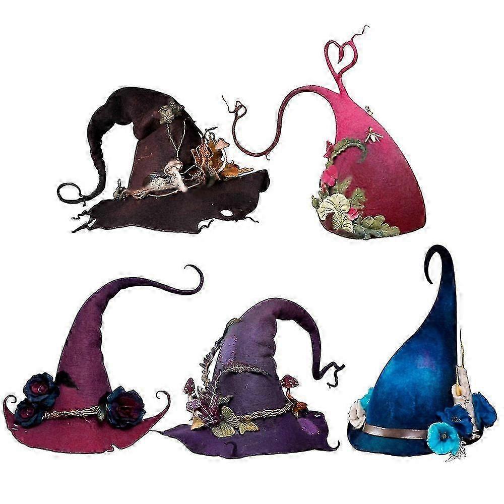 Cadı Şapkası Çiçek Asma Keçe Cap Cosplay Performans Prop Cadılar Bayramı Partisi Yetişkin