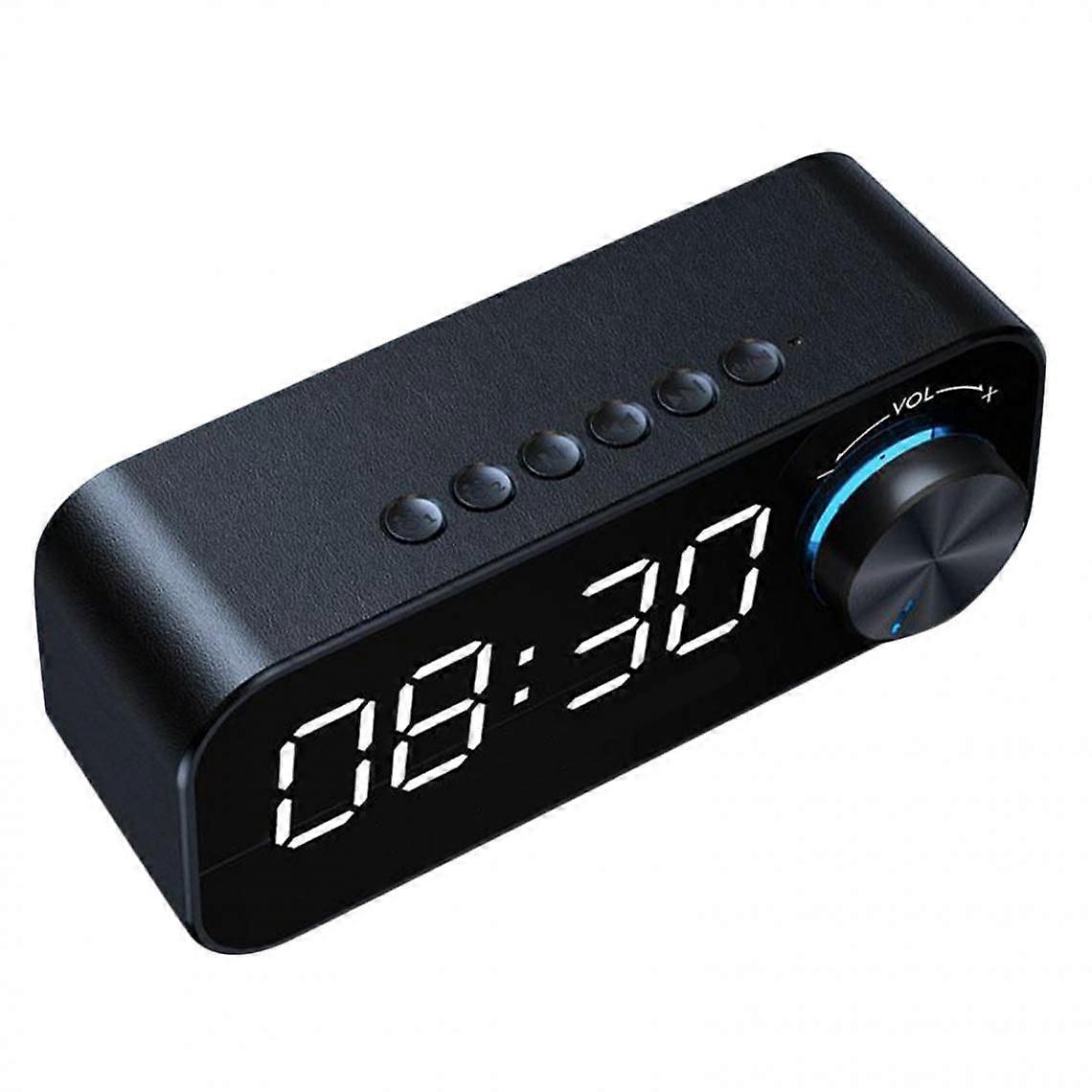 Dual Alarm Clock Bluetooth Mirror with Stereo Speaker Timer Black