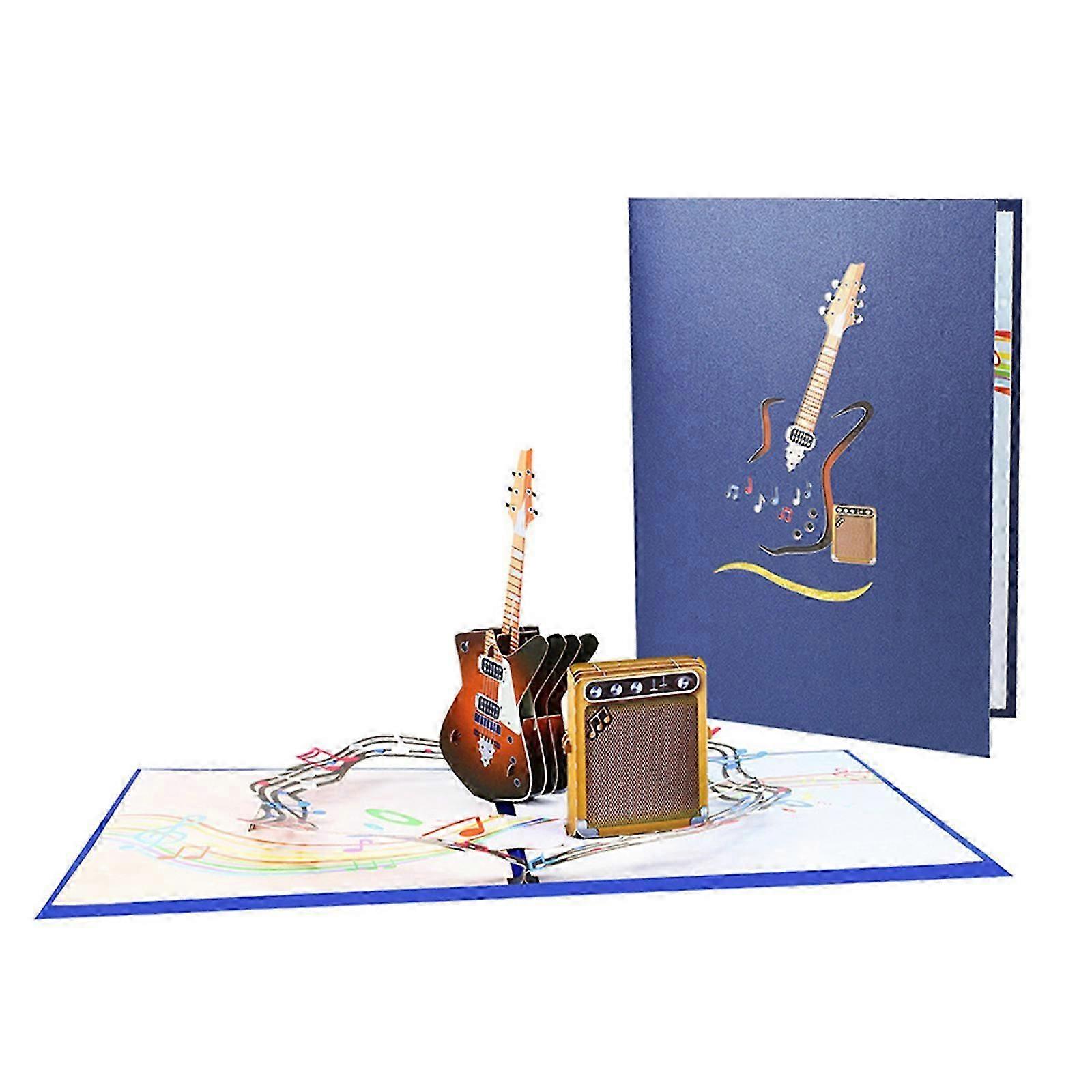 Intricate 3D Guitar Popup Card Customizable Messages Party Accessory for Music Enthusiasts Portable for Any Event