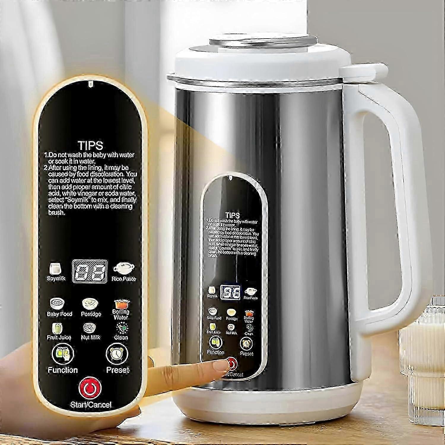 Automatic Nut Milk Maker, 1.2l Soy Milk Machine, Stainless Steel With Led Display -CAN