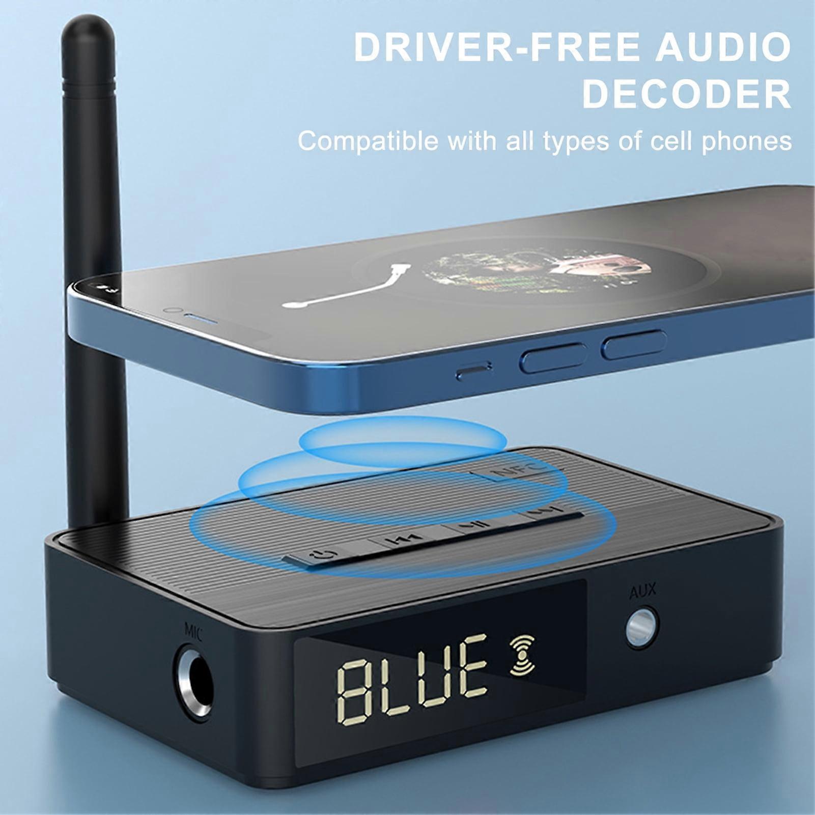 SUSUchens Wireless NFC Audio Receiver with Lossless Decoding Plug-and-Play Easy Connection Bluetooth-compatible Adapter Black