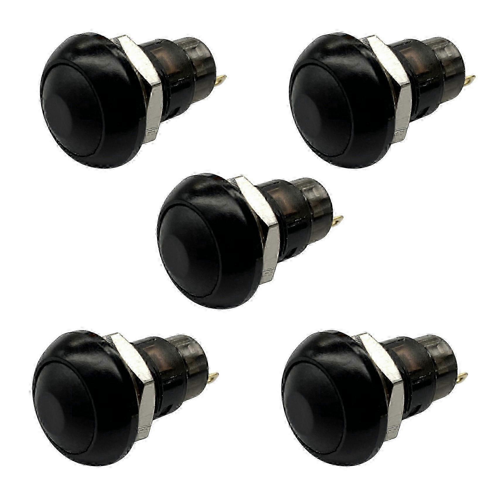 5X On-Off Latching Waterproof 12mm Push Button Switch SPST 2A IP67, Blackblack SZRH
