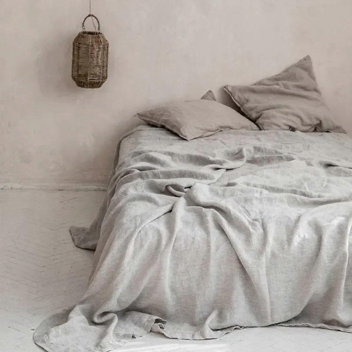 Linen Bed Linen Solid Breathable Bedsheet 120x200cm Light Grey 1 Piece For Sleepers