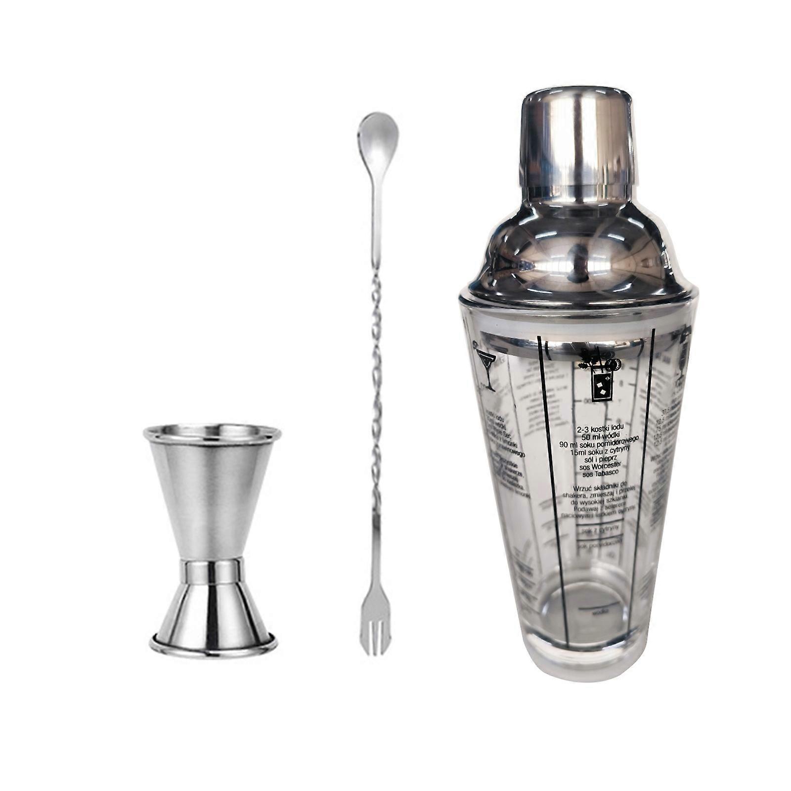 Unique Glass Cocktails Shaker Set Functional Cocktail Mixing Glass Set 400ml Shaker with Tool for Home Entertaining Multicolor