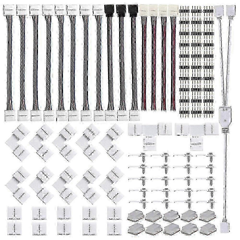 LED Strip Connector Kit 4-Pin Connector 10 mm Solderless Connector Complete Kit Suitable for LED Strip Quick Connection
