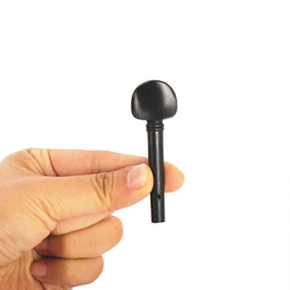 4pcs 4/4 Size Violin Fiddle Tuning Peg Set Ebony Wooden Replacement Black Decorated with Pattern on Top for 4/4 Size Violin