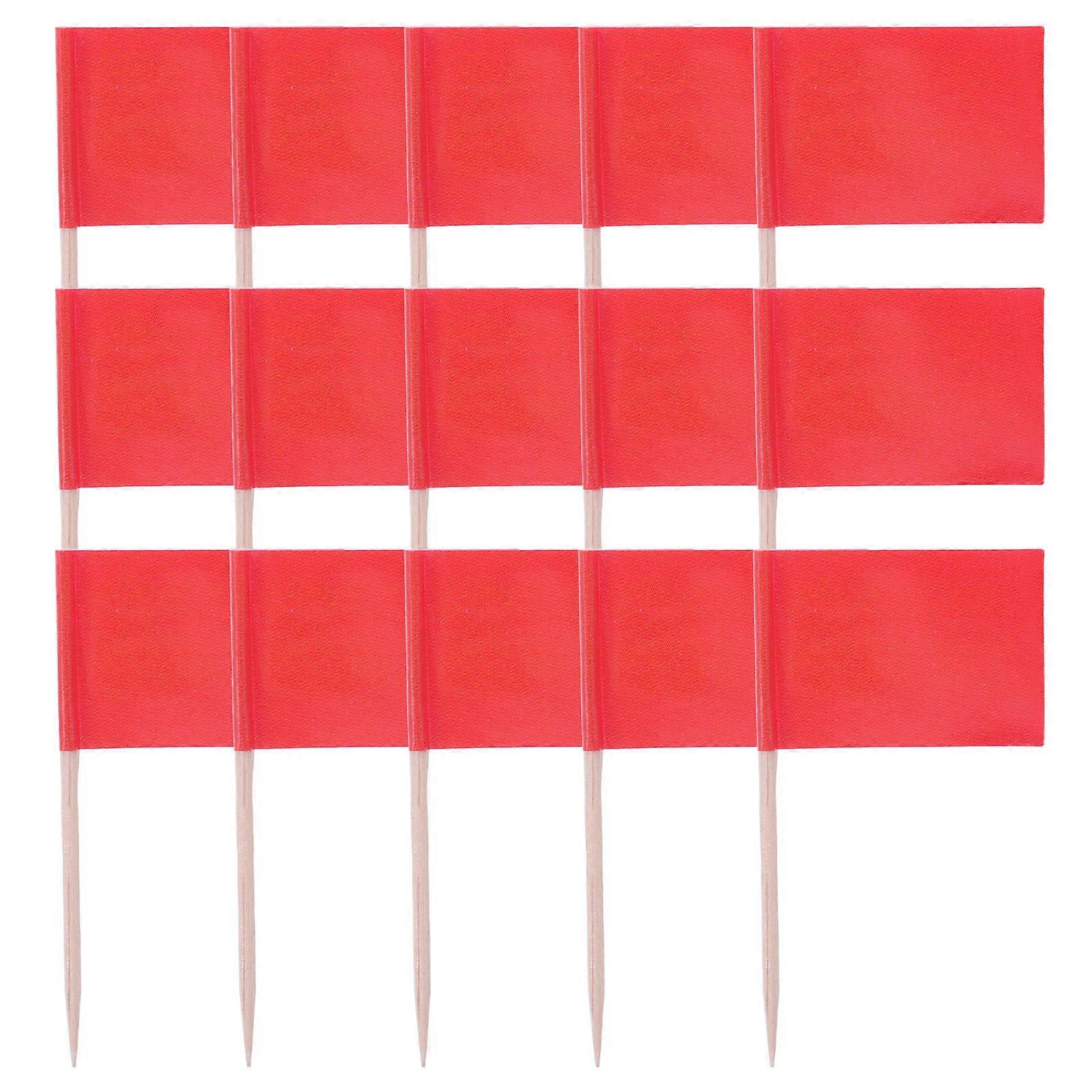 Red Toothpick Flags for Cake Decorating 100Pcs Solid Flag Picks