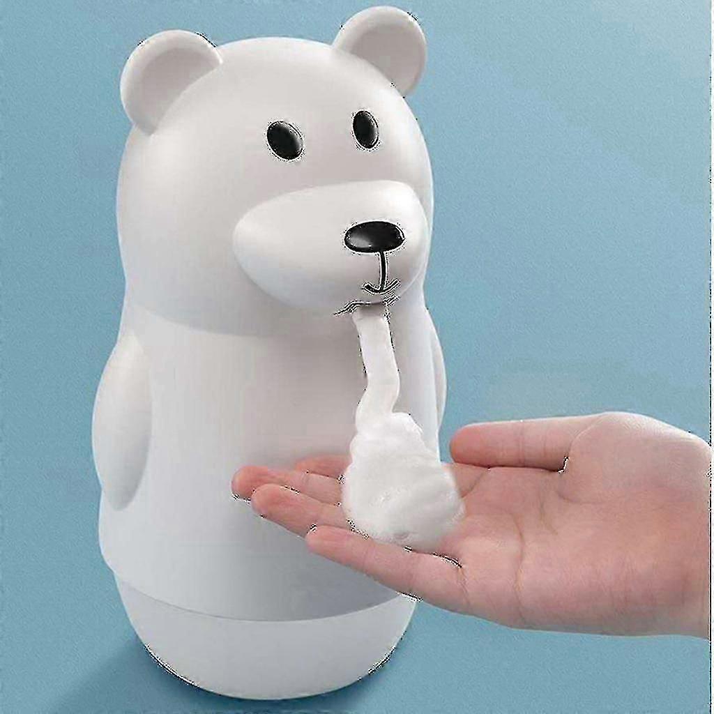 Automatisk tvåldispenser Söt björnform infraröd sensor beröringsfri tvåldispenser 300 ml usb uppladdningsbar skummande tvål