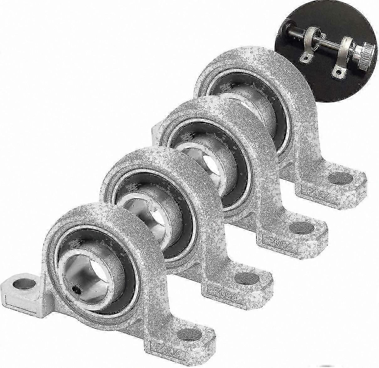 4-Pack Pillow Block Bearings, 20mm Flange-Mounted Self-Aligning Ball Bearings with Bore Support