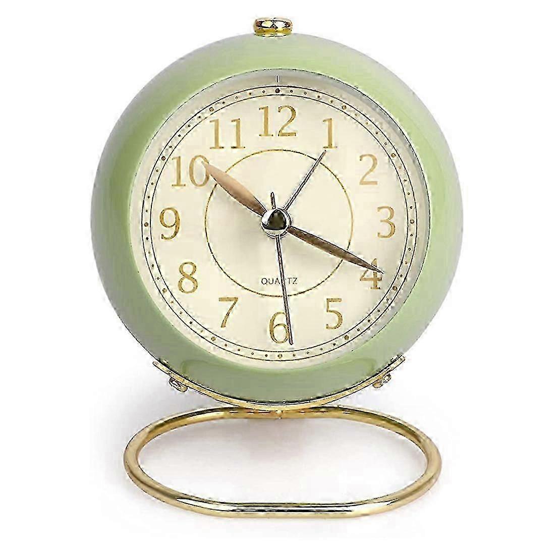 Silent Alarm Clock Bedside Small Table Clock Non Ticking Analogue Retro Alarm Clock with Light Butt